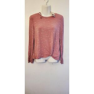 Self Esteem Long Sleeve Knot Front T Shirt M Pink